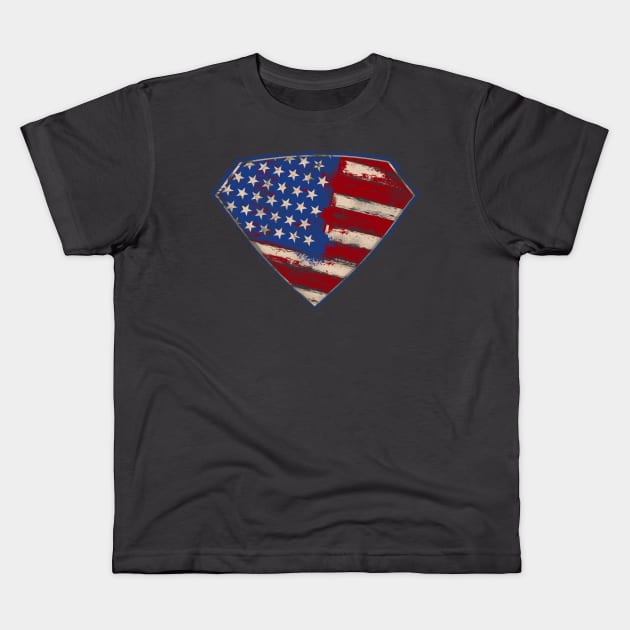 Distressed American Shield Kids T-Shirt by Richardramirez82